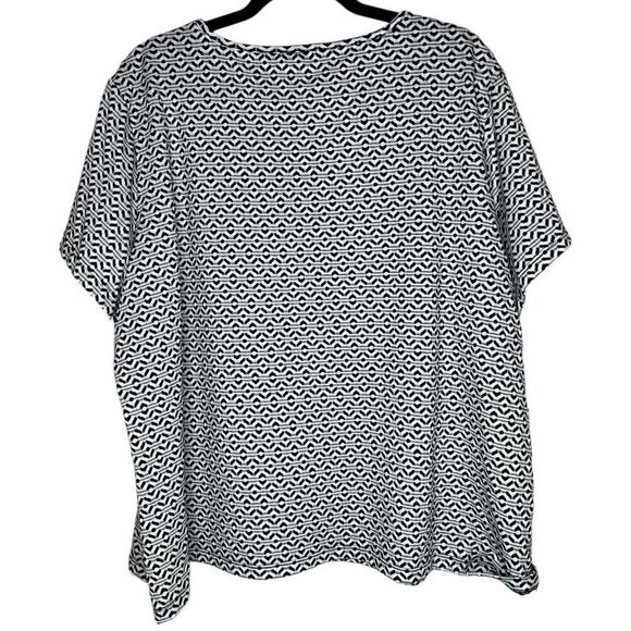 Calvin Klein Black White Textured Print Short Sleeve Blouse 2X - Picture 10 of 10